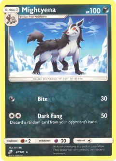 Pokemon Card - Sun & Moon Team Up 87/181 - MIGHTYENA (rare)