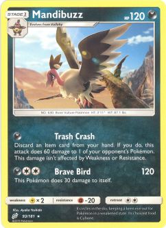 Pokemon Card - Sun & Moon Team Up 93/181 - MANDIBUZZ (rare)