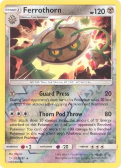 Pokemon Card - Sun & Moon Team Up 103/181 - FERROTHORN (REVERSE holo-foil)