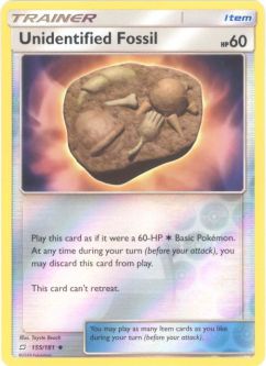 Pokemon Card - Sun & Moon Team Up 155/181 - UNIDENTIFIED FOSSIL (REVERSE holo-foil)