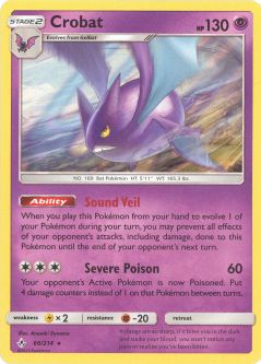 Pokemon Card - Sun & Moon Unbroken Bonds 66/214 - CROBAT (holo-foil)