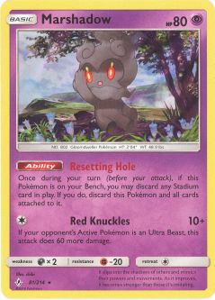 Pokemon Card - Sun & Moon Unbroken Bonds 81/214 - MARSHADOW (holo-foil)