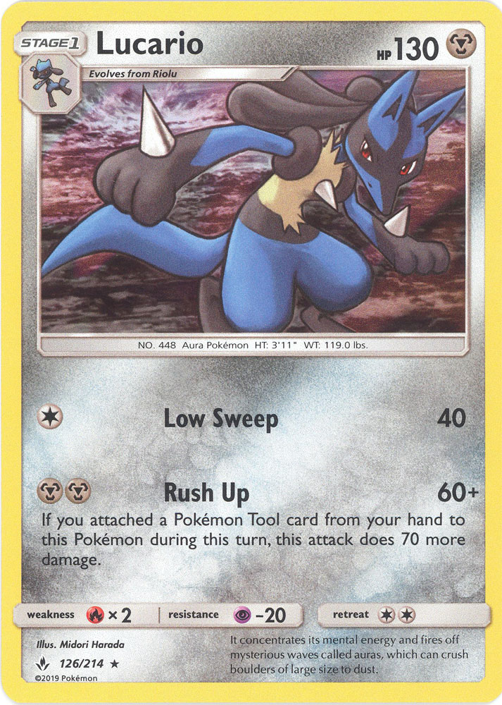 Pokemon Card - S&M: Unbroken Bonds 126/214 - LUCARIO (holo-foil)