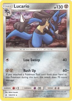 Pokemon Card - Sun & Moon Unbroken Bonds 126/214 - LUCARIO (holo-foil)