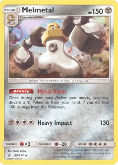 Pokemon Card - Sun & Moon Unbroken Bonds 129/214 - MELMETAL (holo-foil)