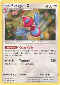Pokemon Card - Sun & Moon Unbroken Bonds 157/214 - PORYGON-Z (holo-foil)