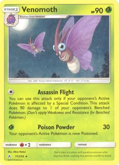 Pokemon Card - Sun & Moon Unbroken Bonds 11/214 - VENOMOTH (rare)