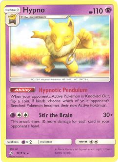 Pokemon Card - Sun & Moon Unbroken Bonds 72/214 - HYPNO (rare)