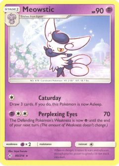 Pokemon Card - Sun & Moon Unbroken Bonds 80/214 - MEOWSTIC (rare)