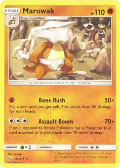 Pokemon Card - Sun & Moon Unbroken Bonds 91/214 - MAROWAK (rare)