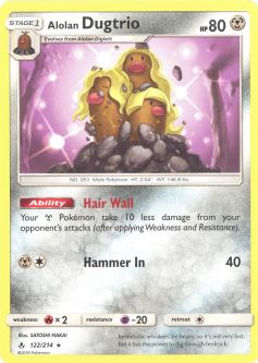 Pokemon Card - S&M: Unbroken Bonds 122/214 - ALOLAN DUGTRIO (rare)