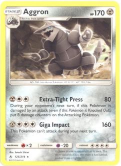 Pokemon Card - Sun & Moon Unbroken Bonds 125/214 - AGGRON (rare)