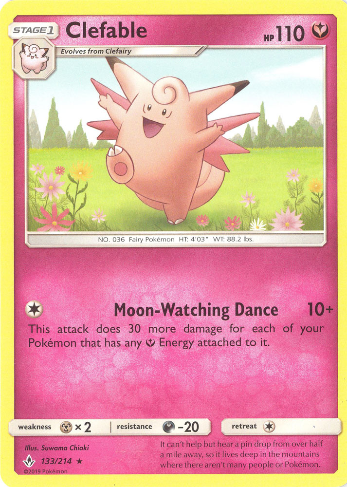 Pokemon Card - S&M: Unbroken Bonds 133/214 - CLEFABLE (rare