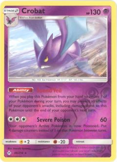 Pokemon Card - Sun & Moon Unbroken Bonds 66/214 - CROBAT (REVERSE holo-foil)