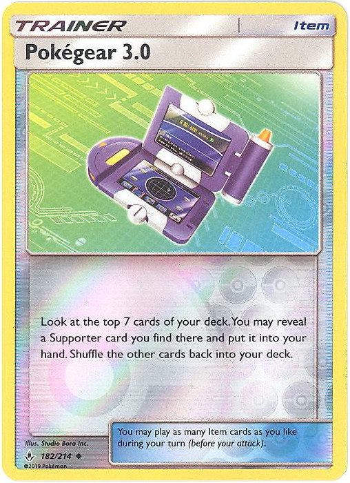 Pokemon Card - Sun & Moon Unbroken Bonds 182/214 - POKEGEAR 3.0 (REVERSE holo-foil)