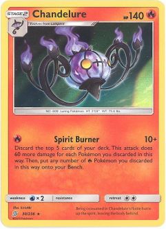 Pokemon Card - Sun & Moon Unified Minds 30/236 - CHANDELURE (holo-foil)