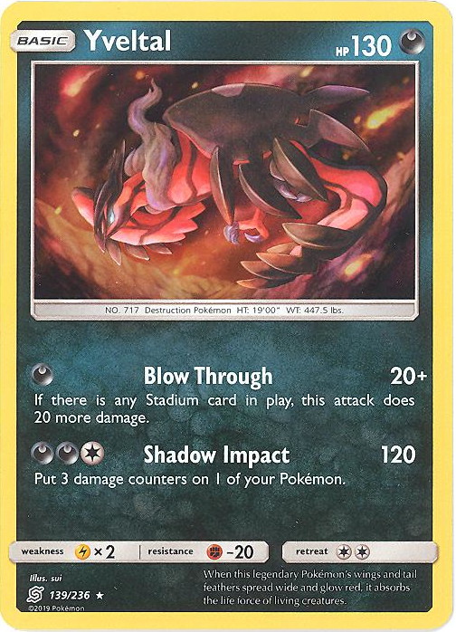 Pokemon Trading Card Game Unified Minds Rare Holo Yveltal #139