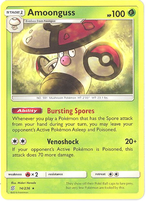 Pokemon Trading Card Game Sun & Moon Unified Minds Rare Amoonguss #14 Pokemon Trading Card Game Sun & Moon Unified Minds Rare Amoonguss #14