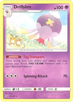 Pokemon Card - Sun & Moon Unified Minds 81/236 - DRIFBLIM (rare)