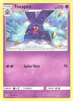 Pokemon Card - Sun & Moon Unified Minds 97/236 - TOXAPEX (rare)