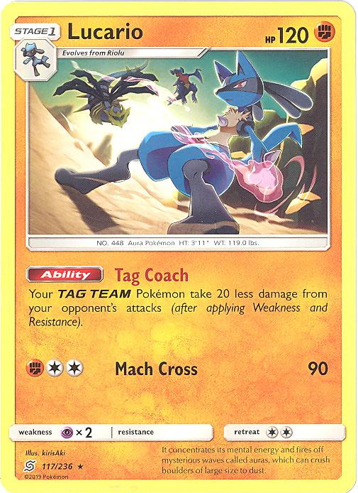 Pokemon Card - S&M: Unified Minds 117/236 - LUCARIO (rare)