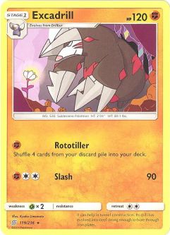 Pokemon Card - Sun & Moon Unified Minds 119/236 - EXCADRILL (rare)