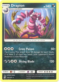 Pokemon Card - Sun & Moon Unified Minds 134/236 - DRAPION (rare)
