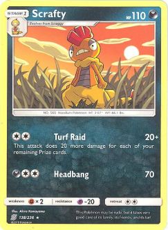 Pokemon Card - Sun & Moon Unified Minds 138/236 - SCRAFTY (rare)