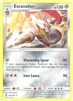 Pokemon Card - Sun & Moon Unified Minds 142/236 - ESCAVALIER (rare)
