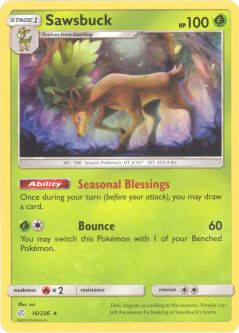 Pokemon Card - Sun & Moon Cosmic Eclipse 16/236 - SAWSBUCK (holo-foil)