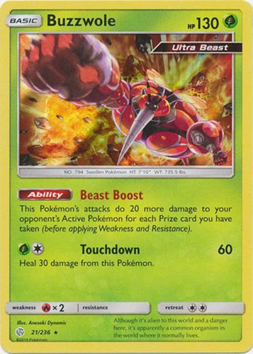 Pokemon Card - Cosmic Eclipse 21/236 - BUZZWOLE (holo-foil)