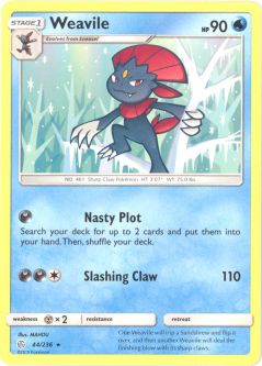Pokemon Card - Sun & Moon Cosmic Eclipse 44/236 - WEAVILE (rare)