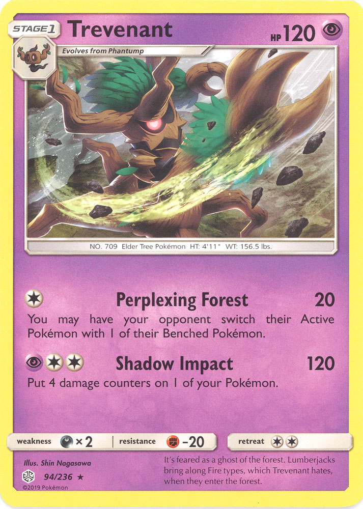 Pokemon Card - S&M: Cosmic Eclipse 94/236 - TREVENANT (rare): BBToyStore.com - Toys, Plush, Trading Cards, Action Figures & Games online retail store shop sale Pokemon Card - S&M: Cosmic Eclipse 94/236 - TREVENANT (rare): BBToyStore.com - Toys, Plush, Trading Cards, Action Figures & Games online retail store shop sale