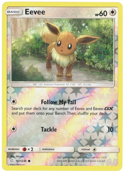Pokemon Card - S&M: Cosmic Eclipse 167/236 - EEVEE (reverse holo)