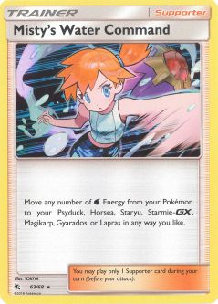 Pokemon Card - Sun & Moon Hidden Fates 63/68 - MISTY'S WATER COMMAND (holo-foil)