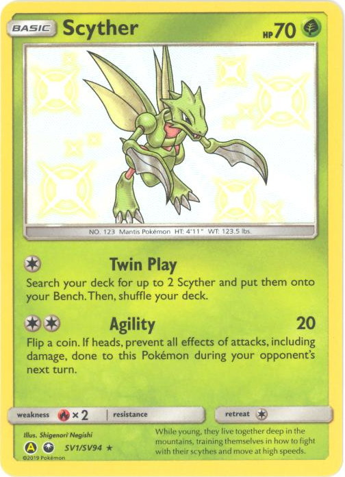 Pokemon Card - Sun & Moon Hidden Fates SV1/SV94 - SCYTHER (shiny  holo-foil): BBToyStore.com - Toys, Plush, Trading Cards, Action Figures &  Games online retail store shop sale