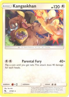 Pokemon Card - Sun & Moon Hidden Fates 47/68 - KANGASKHAN (rare)