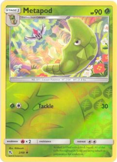 Pokemon Card - Hidden Fates 2/68 - METAPOD (reverse holo)