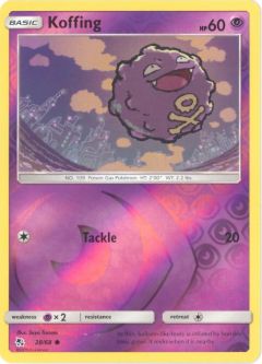 Pokemon Card - Sun & Moon Hidden Fates 28/68 - KOFFING (REVERSE holo-foil)