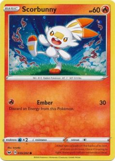 Pokemon Card - Sword & Shield 030/202 - SCORBUNNY (COSMOS holo-foil promo)