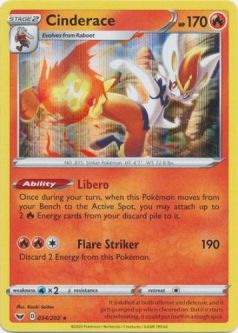 Pokemon Card - Sword & Shield 034/202 - CINDERACE (holo-foil)