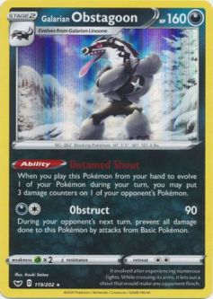 Pokemon Card - Sword & Shield 119/202 - GALARIAN OBSTAGOON (holo-foil)