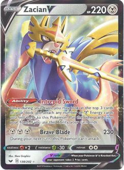 Pokemon Card - Sword & Shield 138/202 - ZACIAN V (holo-foil)