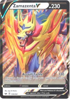 Pokemon Card - Sword & Shield 139/202 - ZAMAZENTA V (holo-foil promo)(JUMBO Oversize - 8 in)