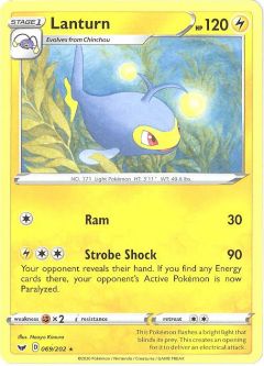 Pokemon Card - Sword & Shield 069/202 - LANTURN (rare)
