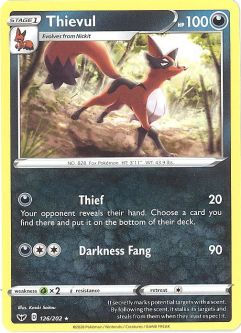 Pokemon Card - Sword & Shield 126/202 - THIEVUL (rare)