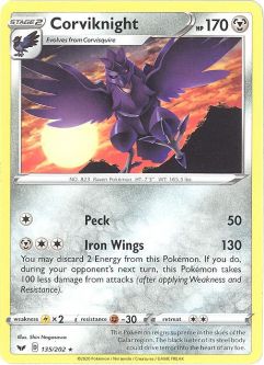 Pokemon Card - Sword & Shield 135/202 - CORVIKNIGHT (rare)