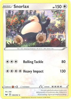 Pokemon Card - Sword & Shield 140/202 - SNORLAX (rare)