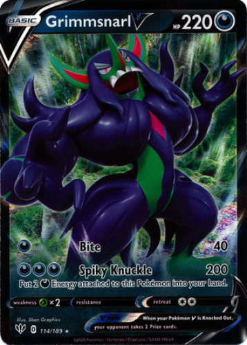 Pokemon Card - S&S: Darkness Ablaze 114/189 - GRIMMSNARL V (ultra rare holo)
