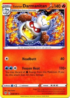 Pokemon Card - Darkness Ablaze 028/189 - GALARIAN DARMANITAN (rare)